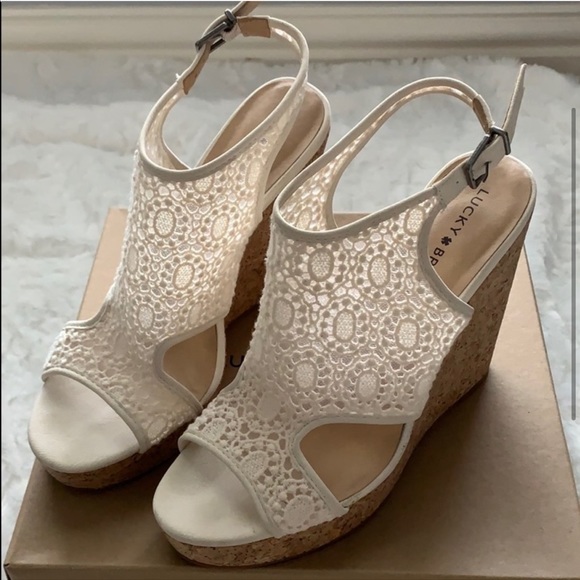 🤍Lucky Brand Cream Lace Wedge Size 10 - Picture 3 of 6